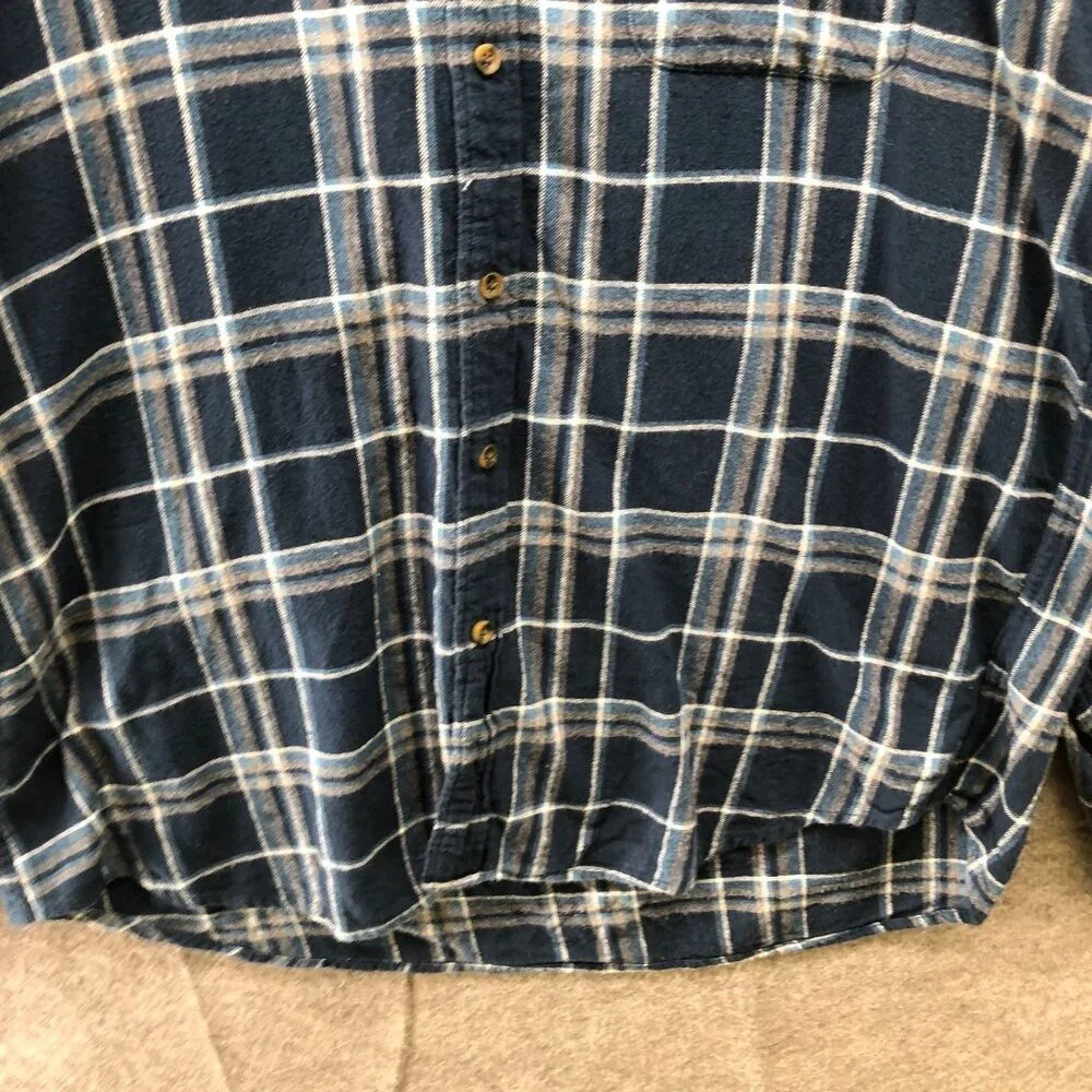 J. Crew Classic Plaid Flannel Shirt‎ Mens XL Blue Plaid Cotton